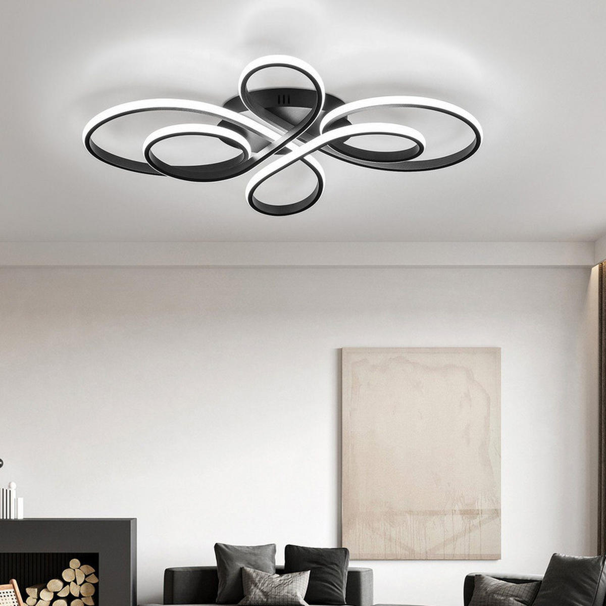 LED-DECKENLEUCHTE Alaric 80/50/8.5 cm - Schwarz, Metall (80/50/8.5cm) - ZMH