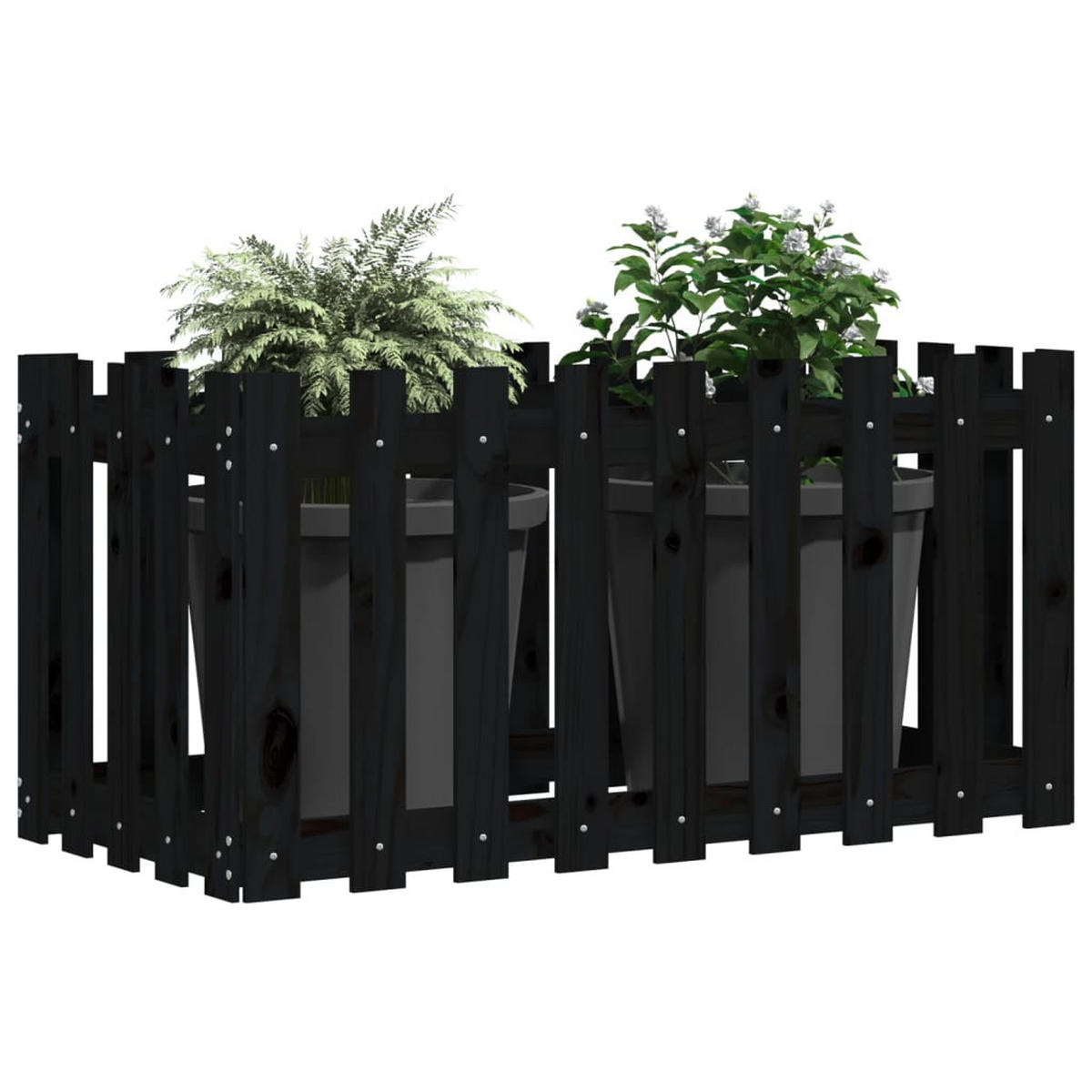 HOCHBEET Latten-Design Schwarz 100x50x50 cm Massivholz Kiefer - Schwarz, Holz (100/50/50cm) - furnicato