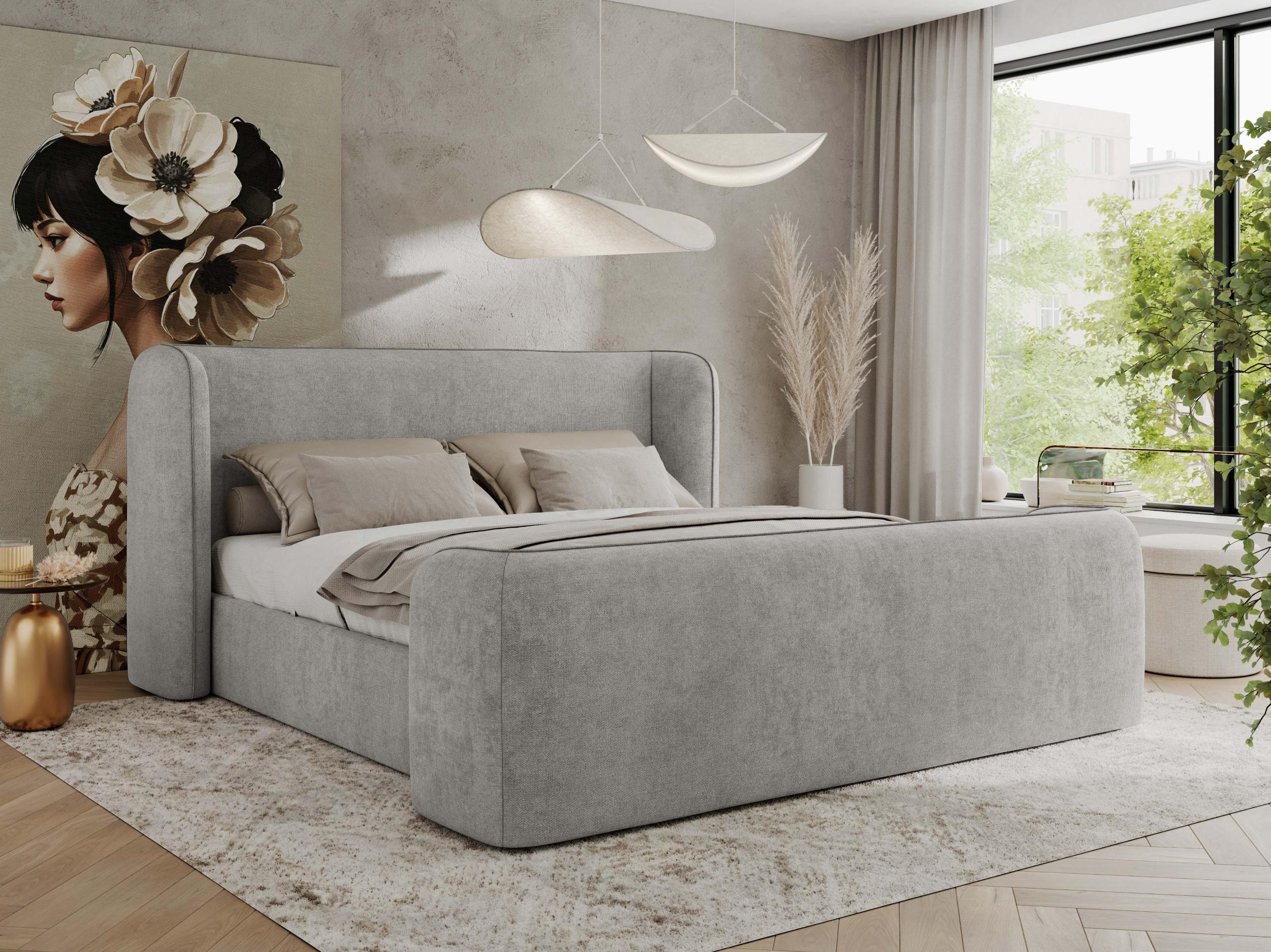 POLSTERBETT EMORA CLASSIC DUO 140/200 - Hellgrau Strukture - Multipocket-Matratze - Hellgrau, Textil (140/200cm) - MKS