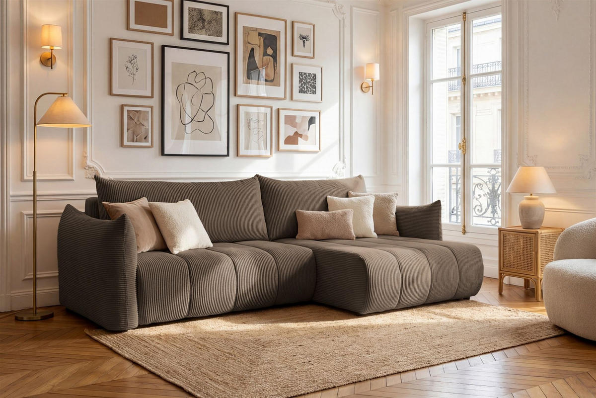 ECKSOFA Ontario Mit Schlaffunktion - Braun, Holzwerkstoff/Textil (260/154cm) - Fun Möbel