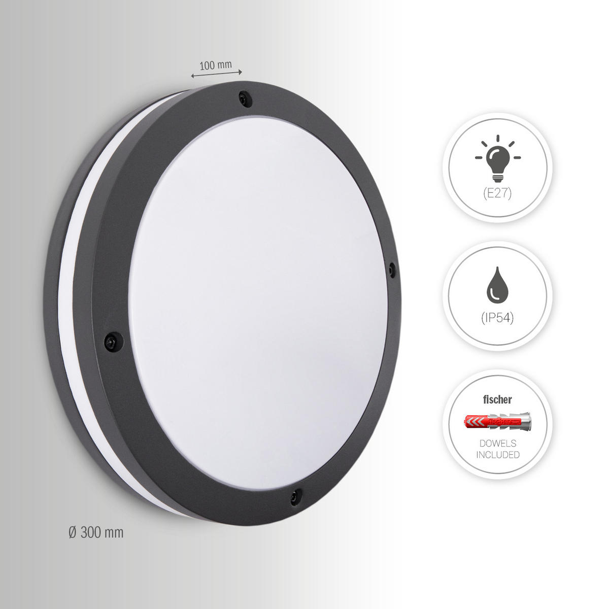 AUSSENLEUCHTE Carlota - Anthrazit, Metall (30/30/9cm) - Paco Home