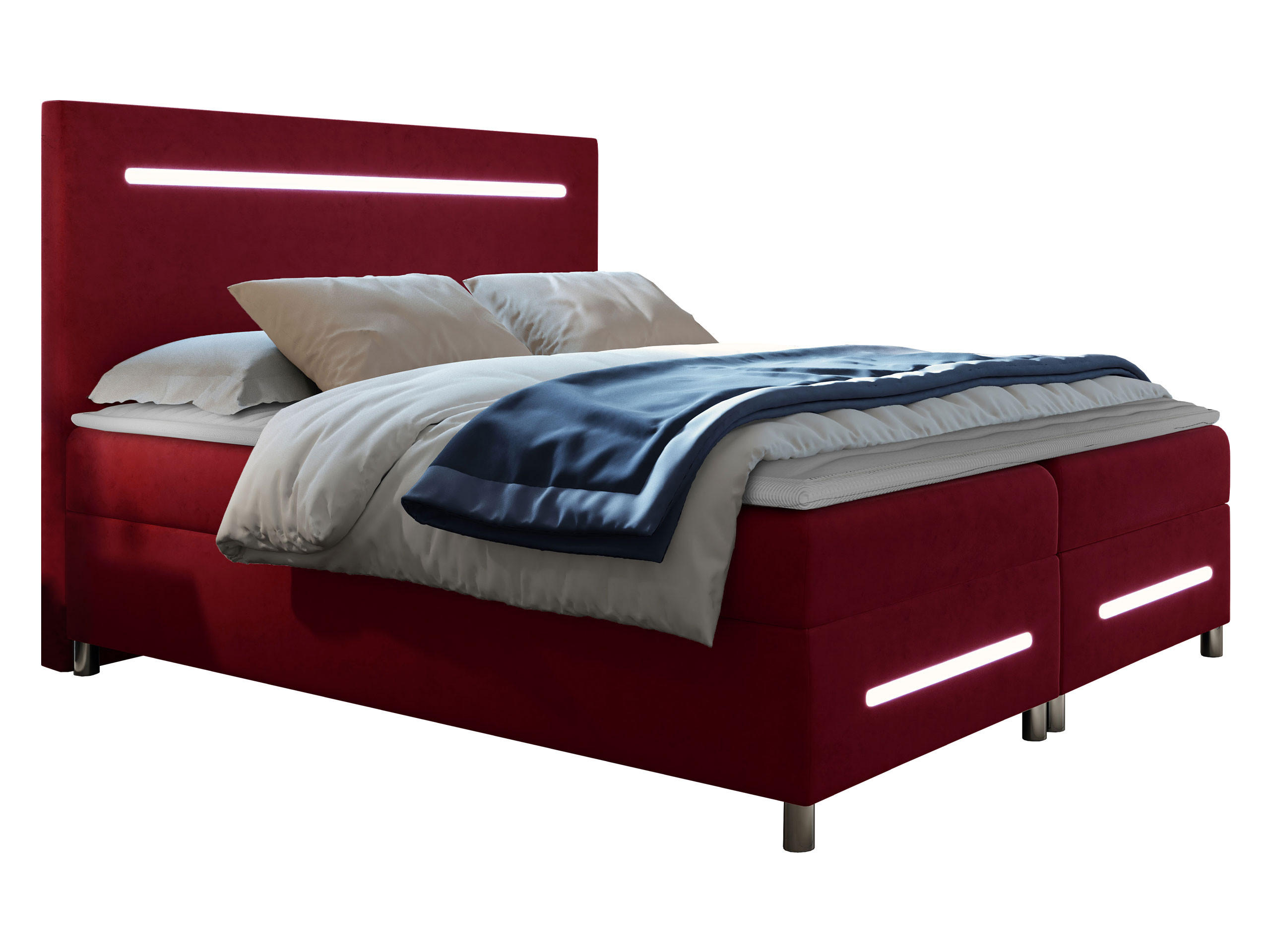 BOXBETT Enter LED - Rot, Holz (160/200cm) - MIRJAN24