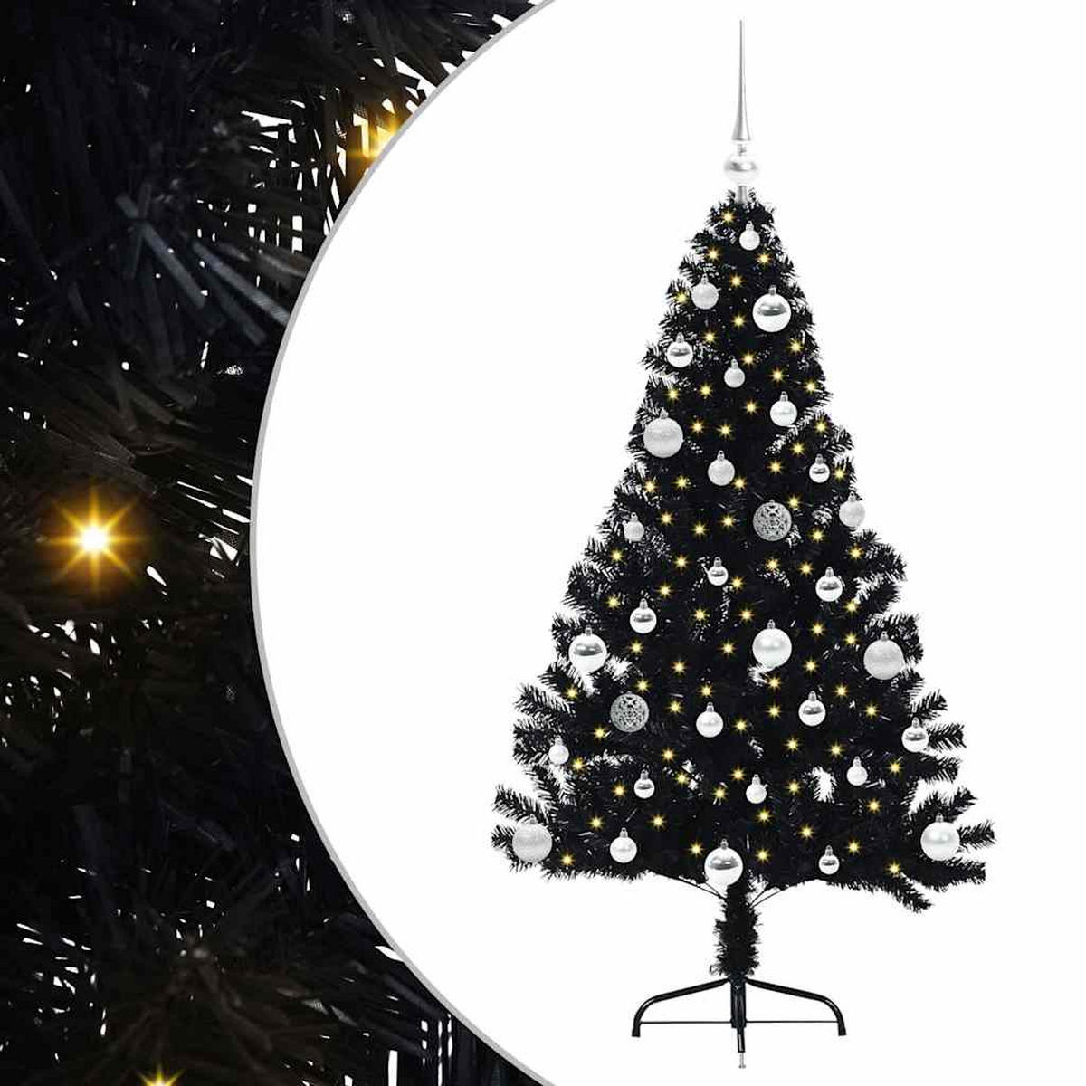 WEIHNACHTSBAUM Künstlicher Vorbeleuchteter Haltbar 95/95/150 cm Schwarz PVC - Schwarz, Kunststoff (150cm) - vidaXL