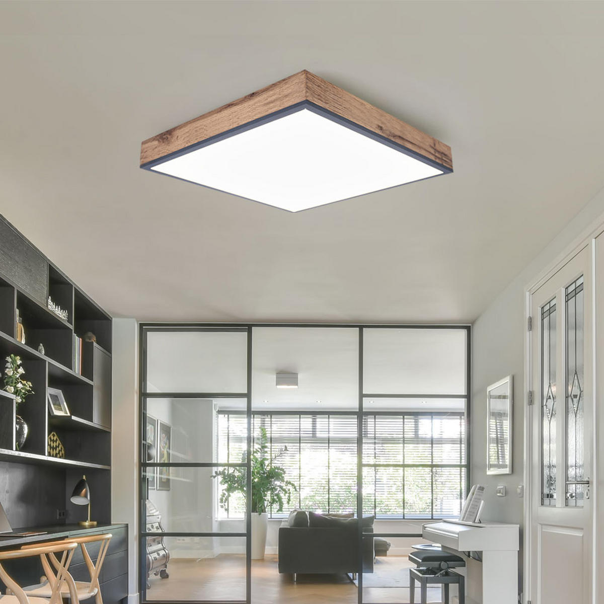 LED DECKENLEUCHTE DORO Holzoptik Braun Opal - Braun, Metall (30/30/6cm) - Globo Lighting