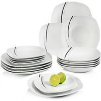 SÄNGER Porzellan Geschirrset Bilgola Black Lines,Tafelservice 36 teilig für 12 Personen - Schwarz/Weiß, Keramik (25/30/25cm) - Sänger