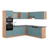 ECKKÜCHE R-Line Blau-Grau/Goldkraft Eiche 237 x 247 cm, AP Anthrazit - Honigeiche/Blaugrau, Holzwerkstoff (247/81.6/60cm) - Vicco