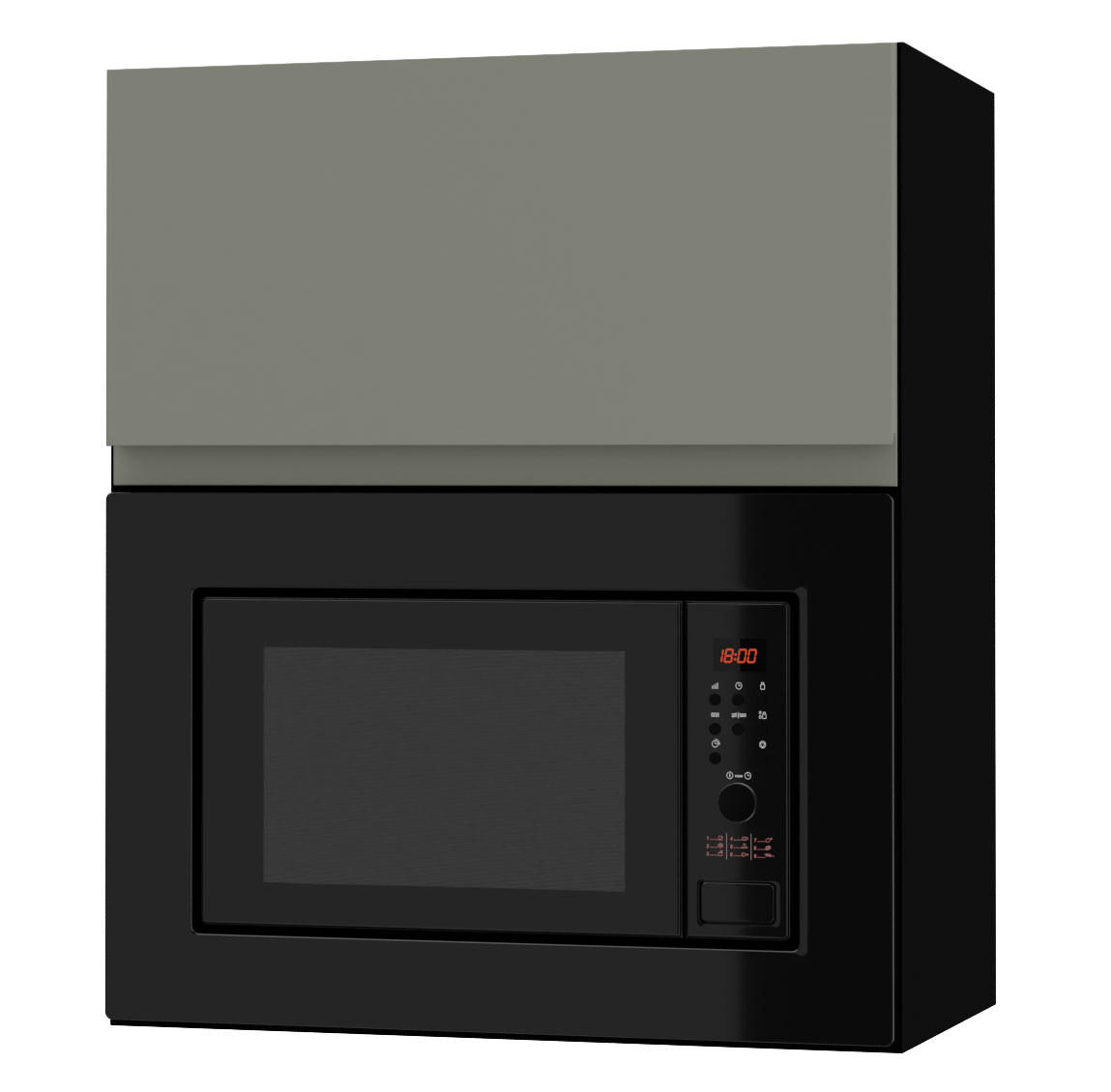 MIKROWELLENUMBAUSCHRANK Avellino W2MK/60 reed green Acryl matt / Schwarz 60 / 32,5 / 72cm - Schwarz/Grün, Holz/Holzwerkstoff (60/72/32.5cm) - Feldmann-Wohnen