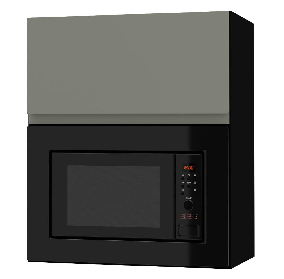 MIKROWELLENUMBAUSCHRANK Avellino W2MK/60 reed green Acryl matt / Schwarz 60 / 32,5 / 72cm - Schwarz/Grün, Holz/Holzwerkstoff (60/72/32.5cm) - Feldmann-Wohnen