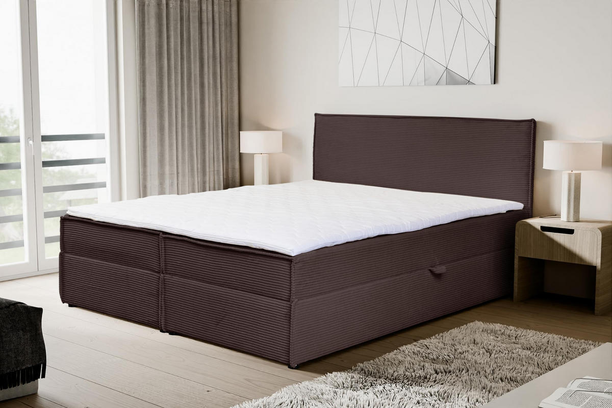 BOXBETT GLORIA mit Bettkästen H2/H3 Matratze 140 x 200 cm - Braun, Holzwerkstoff (140/200cm) - VENASI MÖBEL