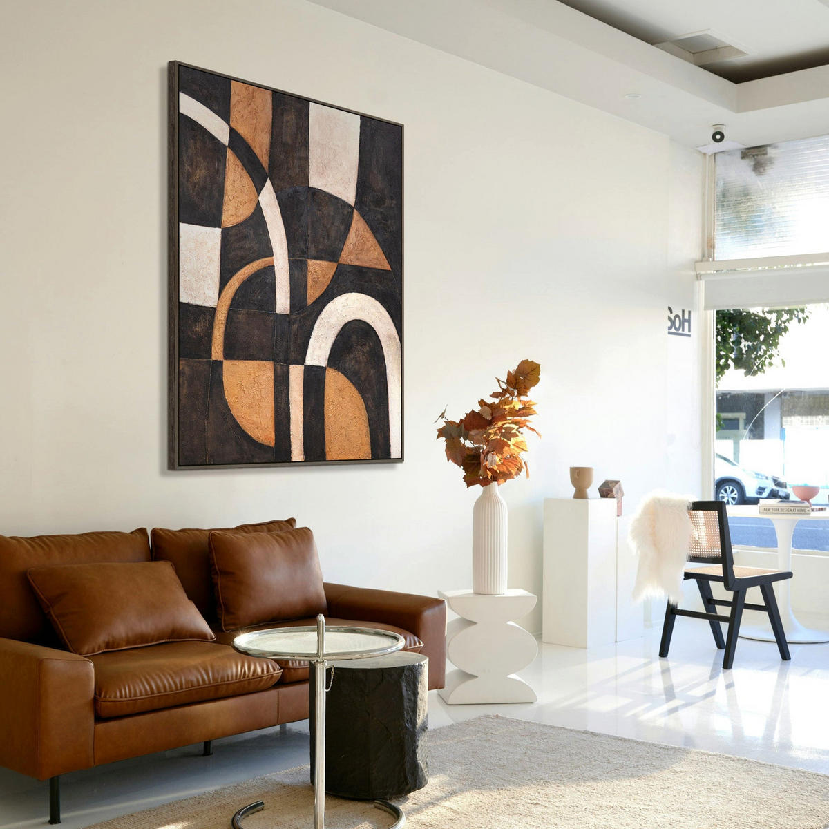 GEMÄLDE Harmonie der Kurven Schattenfugenrahmen Grau 120x80 cm - Grau, Holz (120/80cm) - YS-art gallery