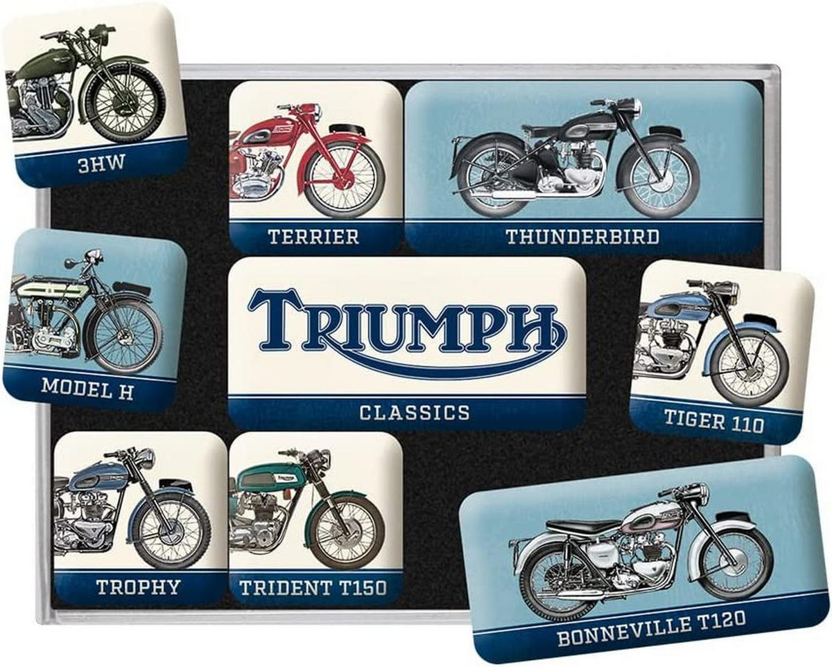 MAGNETSET 9-teilig Triumph Model Chart - Multicolor, Metall (9/7/2cm) - Nostalgic-Art
