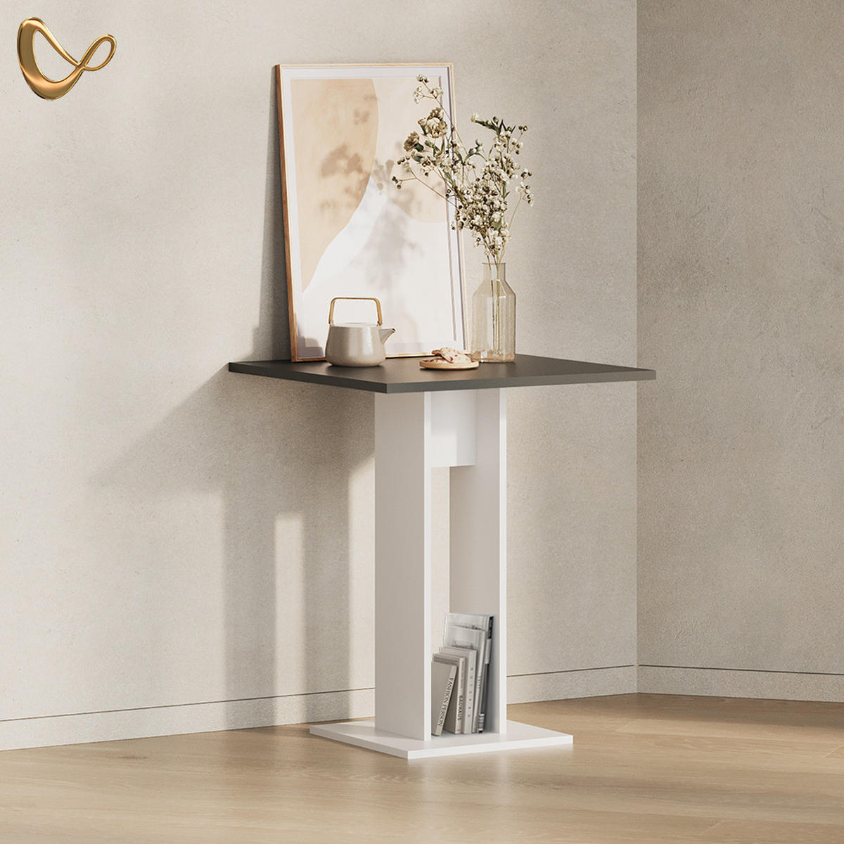 ESSTISCH Regusa Weiß/Anthrazit 65 x 78 cm - Anthrazit/Weiß, Holzwerkstoff (65/65/78cm) - Livinity®