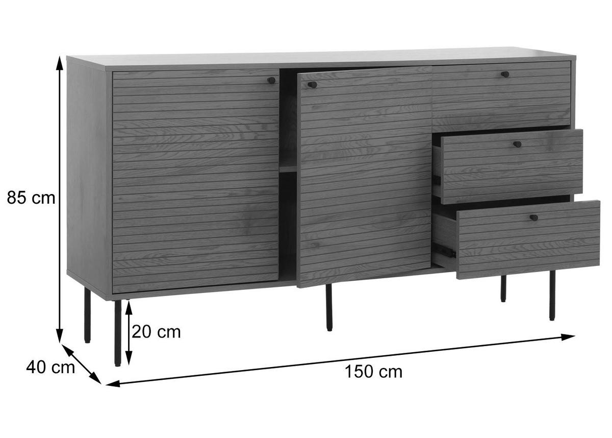 KOMMODE Dunkelbraun - Dunkelbraun, Metall (150/85/40cm) - MCW