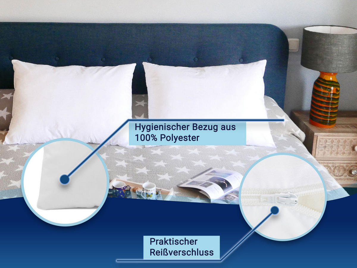 KISSEN, 2er-Set, 50x70 cm, 100% Polyester, Weiß - Weiß, Textil (50/70cm) - Zollner
