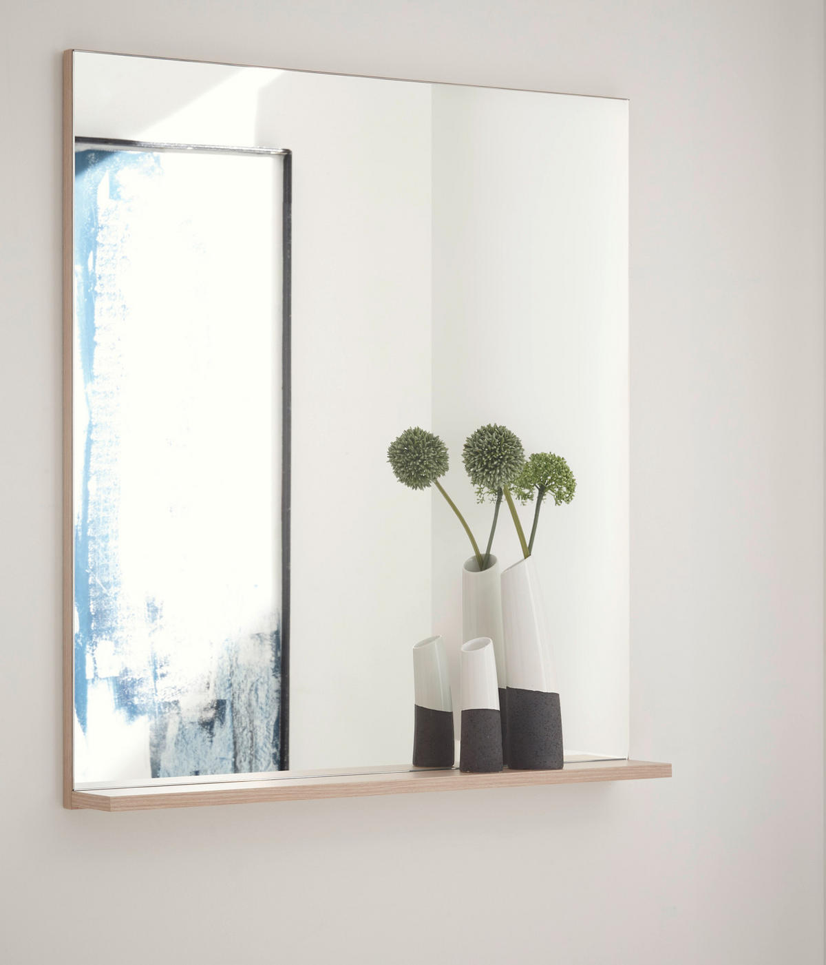 WANDSPIGEL Eiche mit Ablage Garderobenspiegel 75 x 80 cm - Eichefarben, Glas/Holzwerkstoff (75/80/10cm) - Furn.Design