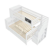 ETAGENBETT Kiefer Weiß 140/200 & 90/200 cm mit Treppe und Schubladen - Weiß, Holz - ComfortXL