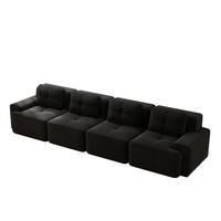 SOFA modular mit Tiefsitz 74 cm Cord Black - Schwarz, Kunststoff (104/69/382cm) - Meubliv