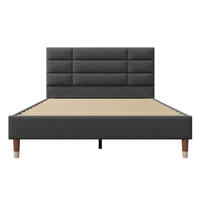 ČALÚNENÁ posteľ z masívneho dreva 140x200 cm sivá s roštom, matracom a úložným priestorom pod posteľou - sivá, drevo (140/200cm) - Modfu