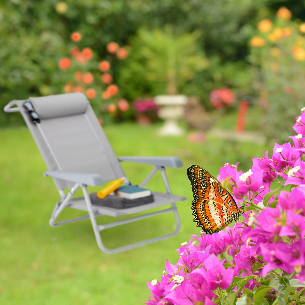 LIEGESTUHL - Grau, Kunststoff/Metall (58/76.5/80cm) - Relaxdays