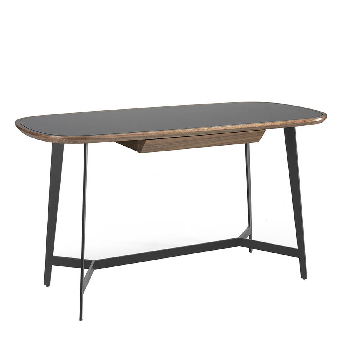 SCHREIBTISCH Rechteckig Walnuss Schwarz 140/72/76 cm - Walnussfarben/Schwarz, Holz/Metall (72/140/76cm) - ANGEL CERDA