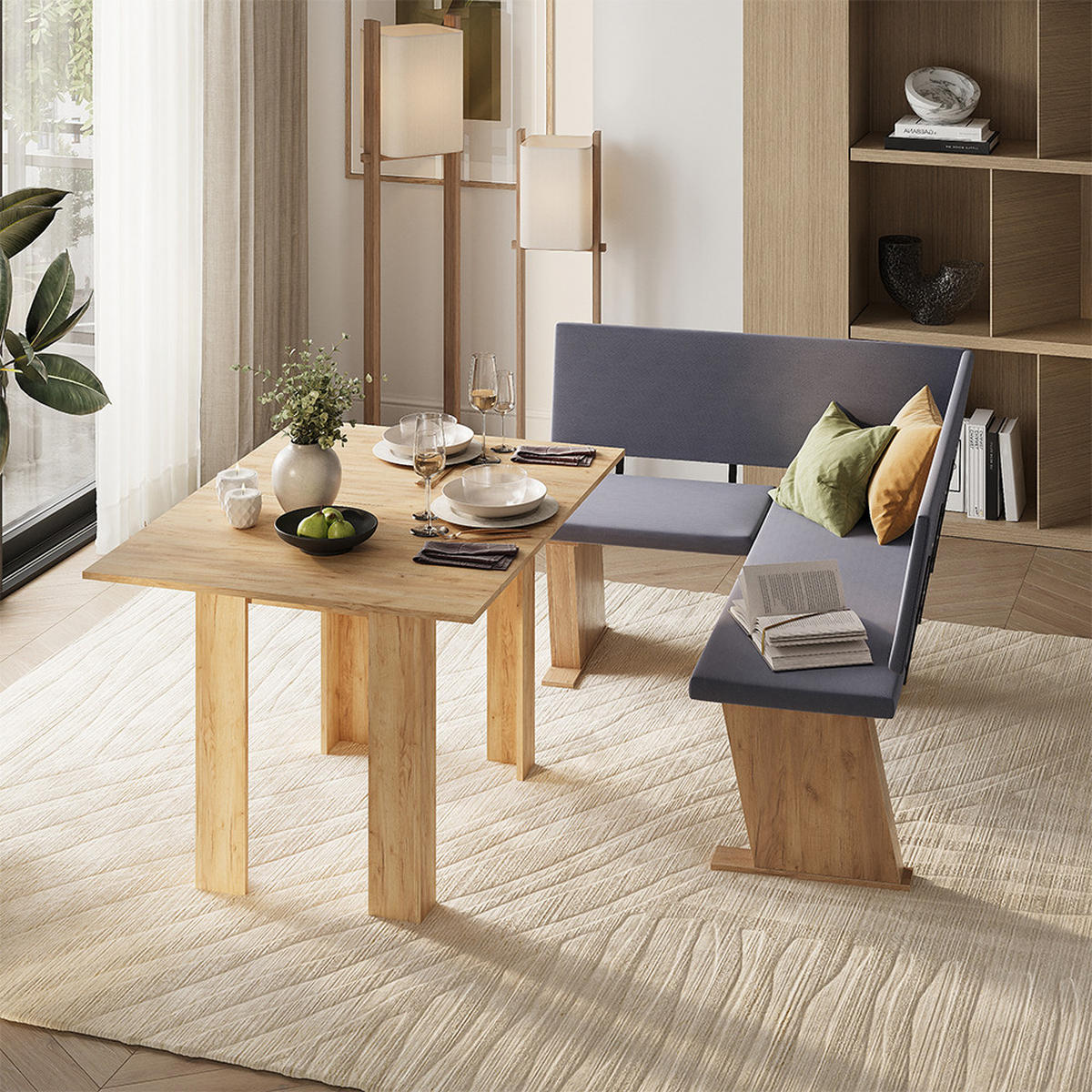 ESSZIMMER-ECKBANK Rivon, Goldkraft Eiche/Anthrazit, 120 x 150 cm Rechte Ecke - Eichefarben/Anthrazit, Holzwerkstoff (120/86/150cm) - Vicco