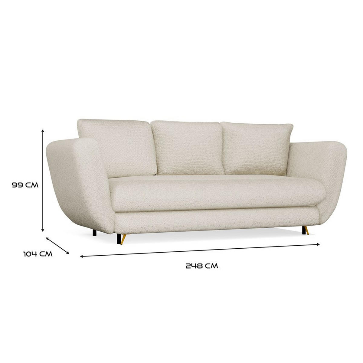 CANAPEÁ Bej, Aur 248/99/104 - bej, compozit lemnos (248/99/104cm) - RAUMHIRSCH FURNITURE