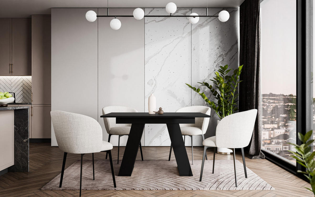 ESSTISCH Ausziehbar 120-160 cm Schwarz - Schwarz, Holzwerkstoff (160/80/75cm) - Home Collective
