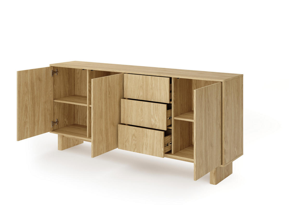 KOMMODE: geölte Eiche, 183,3 x 82,6 x 38,1 cm - Eichefarben, Holzwerkstoff (183.3/82.6/38.1cm) - 3XE LIVING