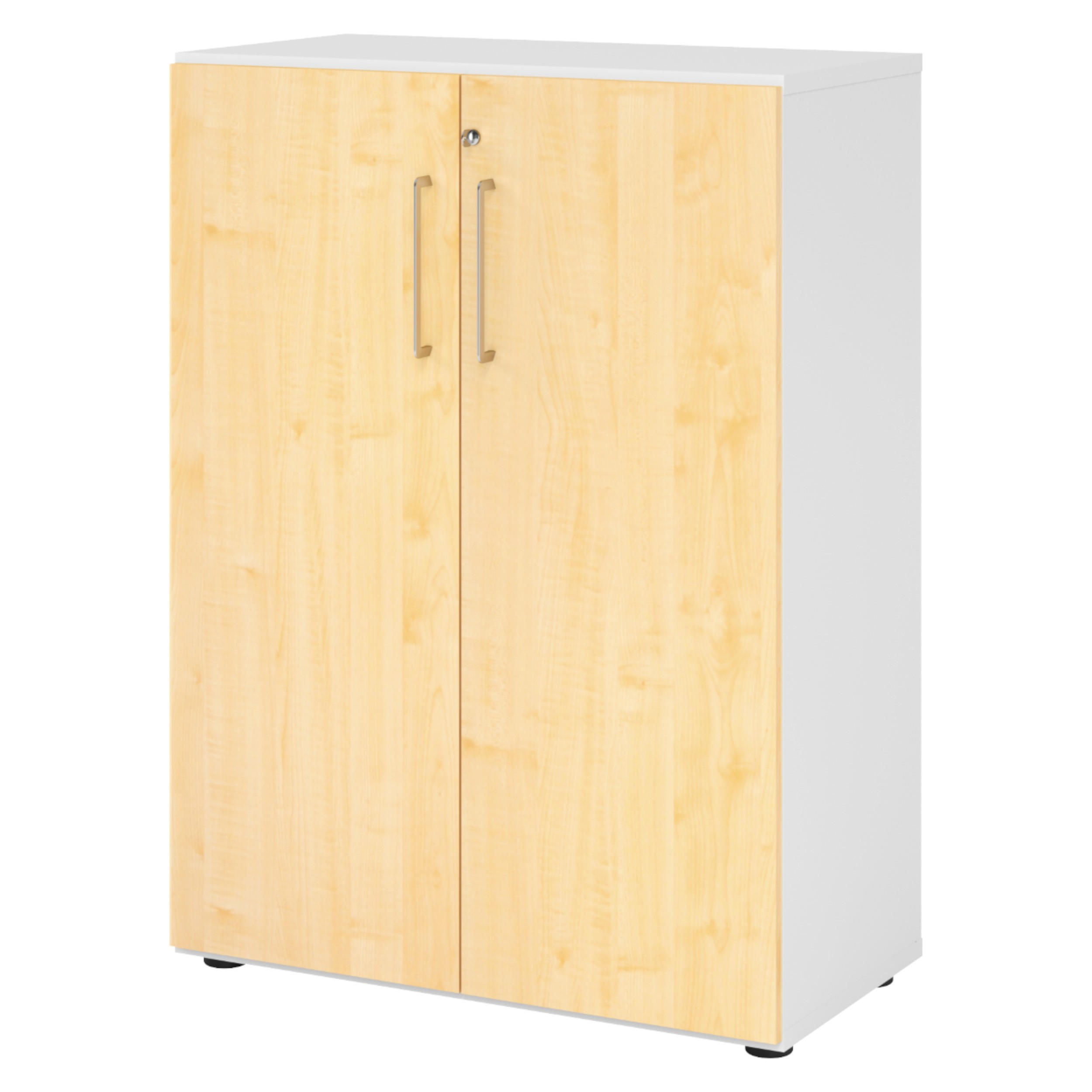 AKTENSCHRANK - 3 Ordnerhöhen 42/80/110 cm in Weiß/Ahornfarben - Ahornfarben/Weiß, Holzwerkstoff (80/110/42cm) - bümö