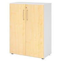 AKTENSCHRANK - 3 Ordnerhöhen 42/80/110 cm in Weiß/Ahornfarben - Ahornfarben/Weiß, Holzwerkstoff (80/110/42cm) - bümö