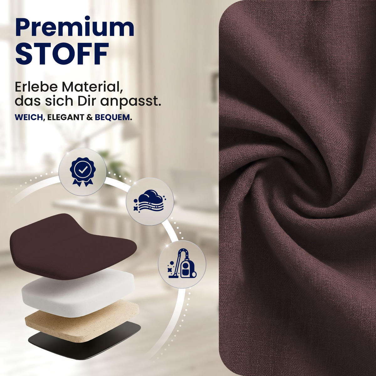 CHEFSESSEL Stoff Braun - Chromfarben/Braun, Textil/Metall (69.5/113/78cm) - CLP