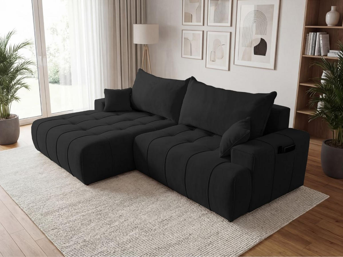 ECKSOFA Tulio Schwarz Links - Schwarz, Holz/Textil (270/165cm) - Graingold