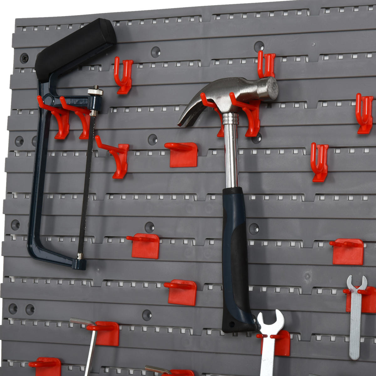 WERKZEUGLOCHWAND, Wandregal, Grau+Rot - Grau, Kunststoff (23/95.5/53.5cm) - DURHAND