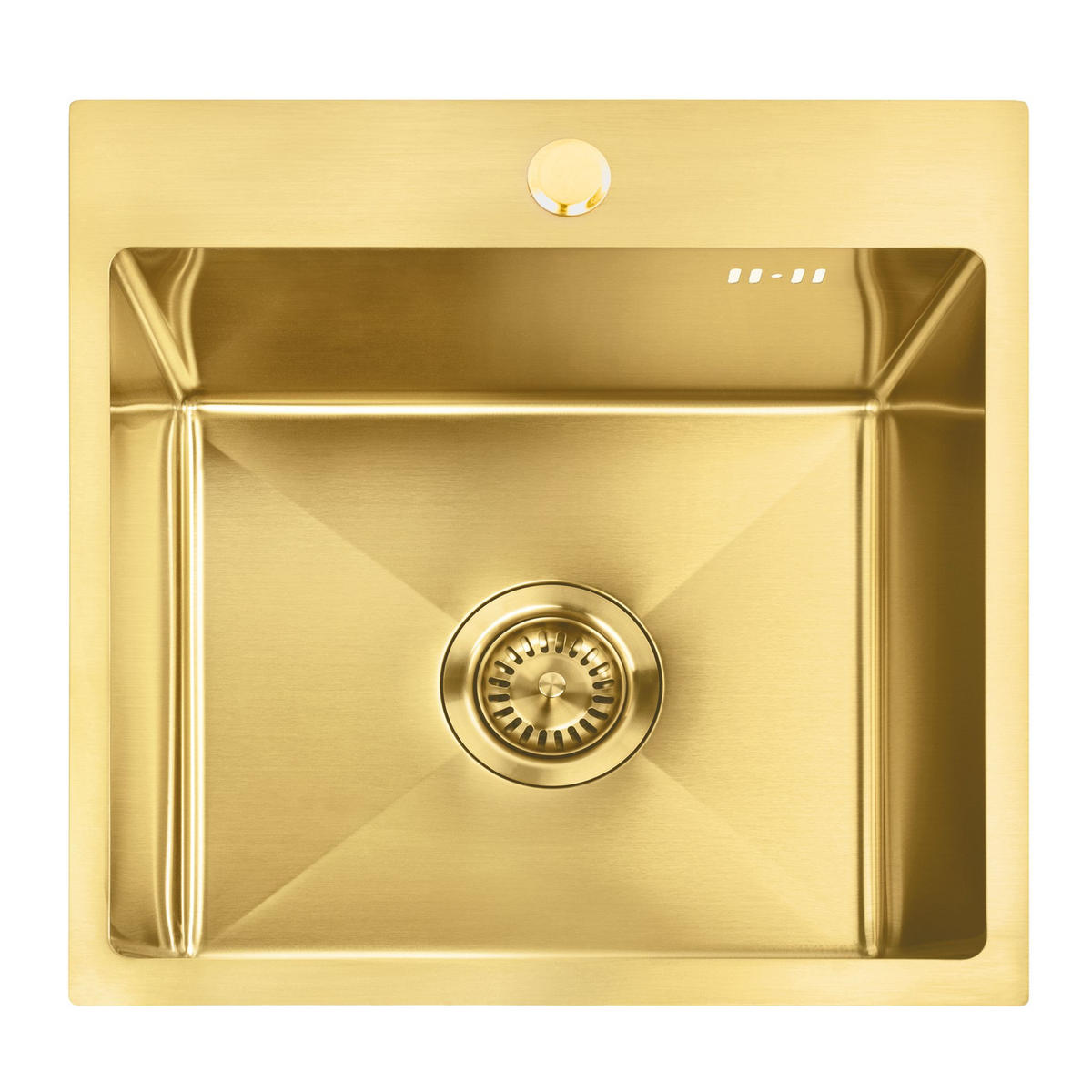 STAHLSPÜLE Mit 3-teiligem Zubehörset Rea Leo 40 Brush Gold Beige Accessoires - Goldfarben, Metall (40/18.5/45cm) - REA