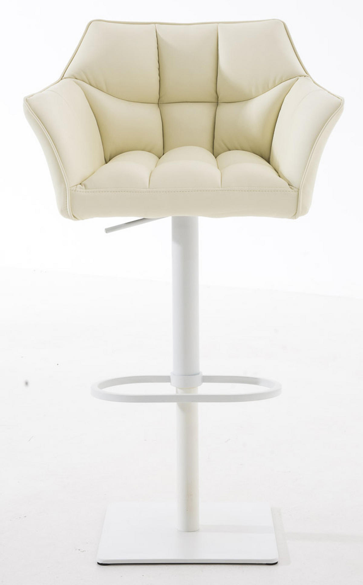 BARHOCKER 2er Set Damaskus Kunstleder weiß creme - Naturfarben/Weiß, Textil/Metall (64/110/48cm) - TPFLiving
