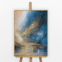 GEMÄLDE Feuersturm Schattenfugenrahmen Schwarz-Gold 70x50 cm - Schwarz Hochglanz, Holz (70/50cm) - YS-art gallery
