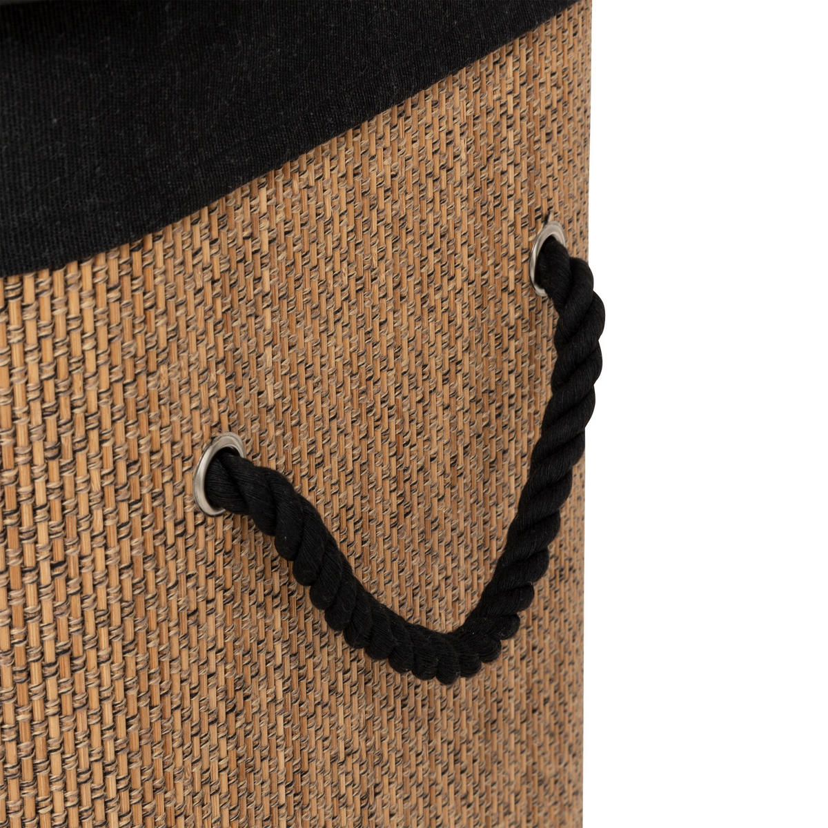 WÄSCHEKORB Luxe 60 l 41,5/30/50 cm - Schwarz, Naturmaterialien (30/50/41.5cm) - 5five Simply Smart