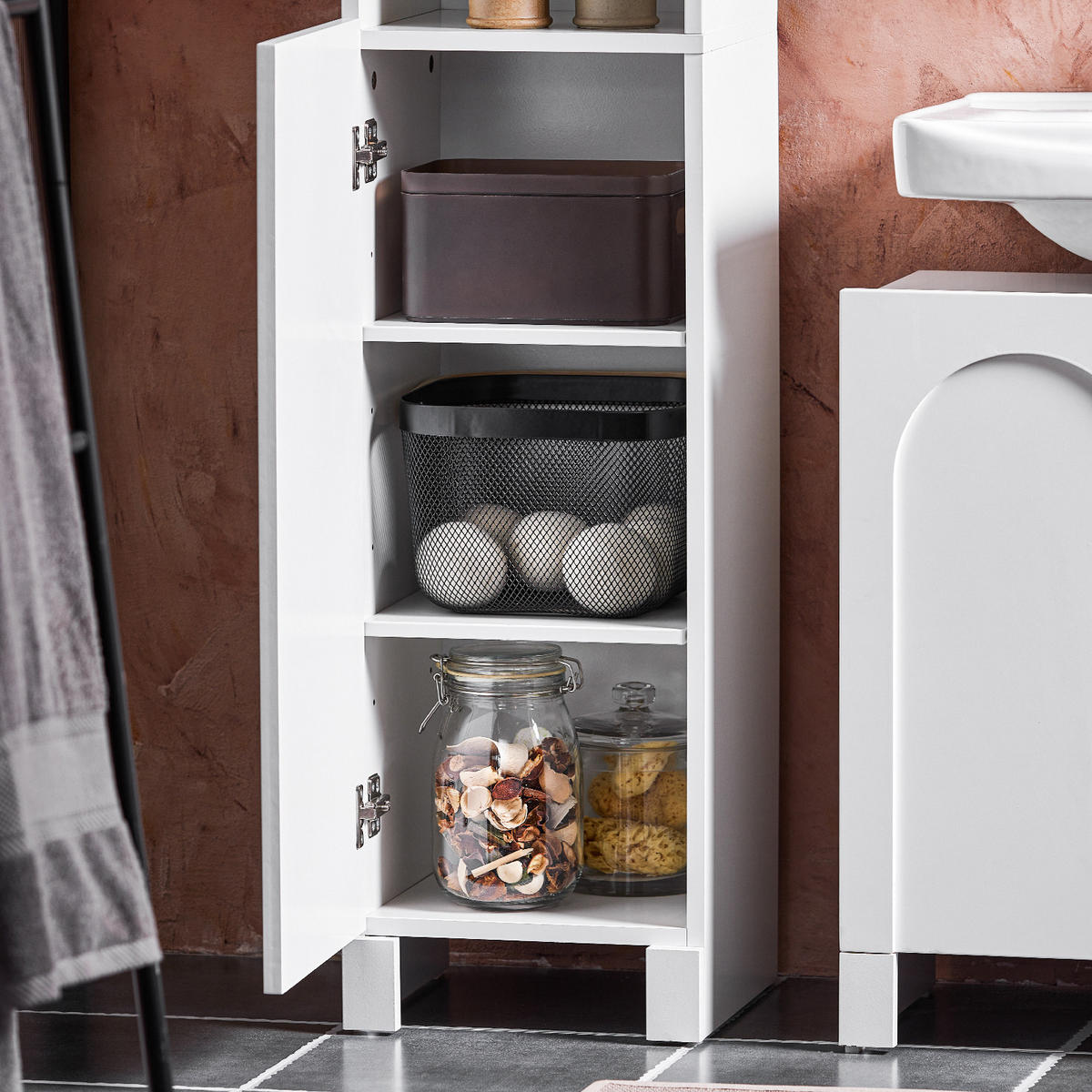 HOCHSCHRANK Weiß - Weiß, Holzwerkstoff (30/160/30cm) - SoBuy
