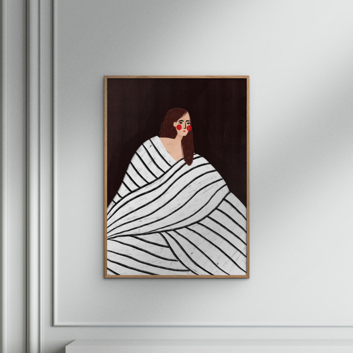 POSTER mit Rahmen Bea Muller - The Woman With Black and White Stripes - Eichefarben/Multicolor, Holz/Papier (70/100cm) - Poster&Frame
