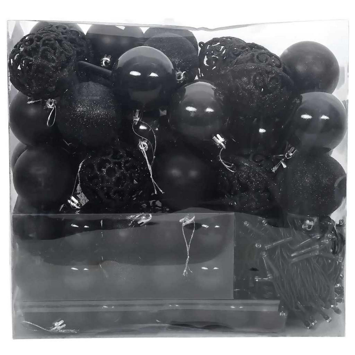 WEIHNACHTSKUGELSET 120 -teilig Schwarz Kunststoff - Schwarz, Kunststoff (6/27/6cm) - vidaXL
