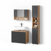 BADMÖBEL-SET Ronco Anthrazit gepunktet 3 Teile, mit Spiegelschrank 80 cm - Eichefarben/Anthrazit, Holzwerkstoff (80/58/41cm) - Livinity®