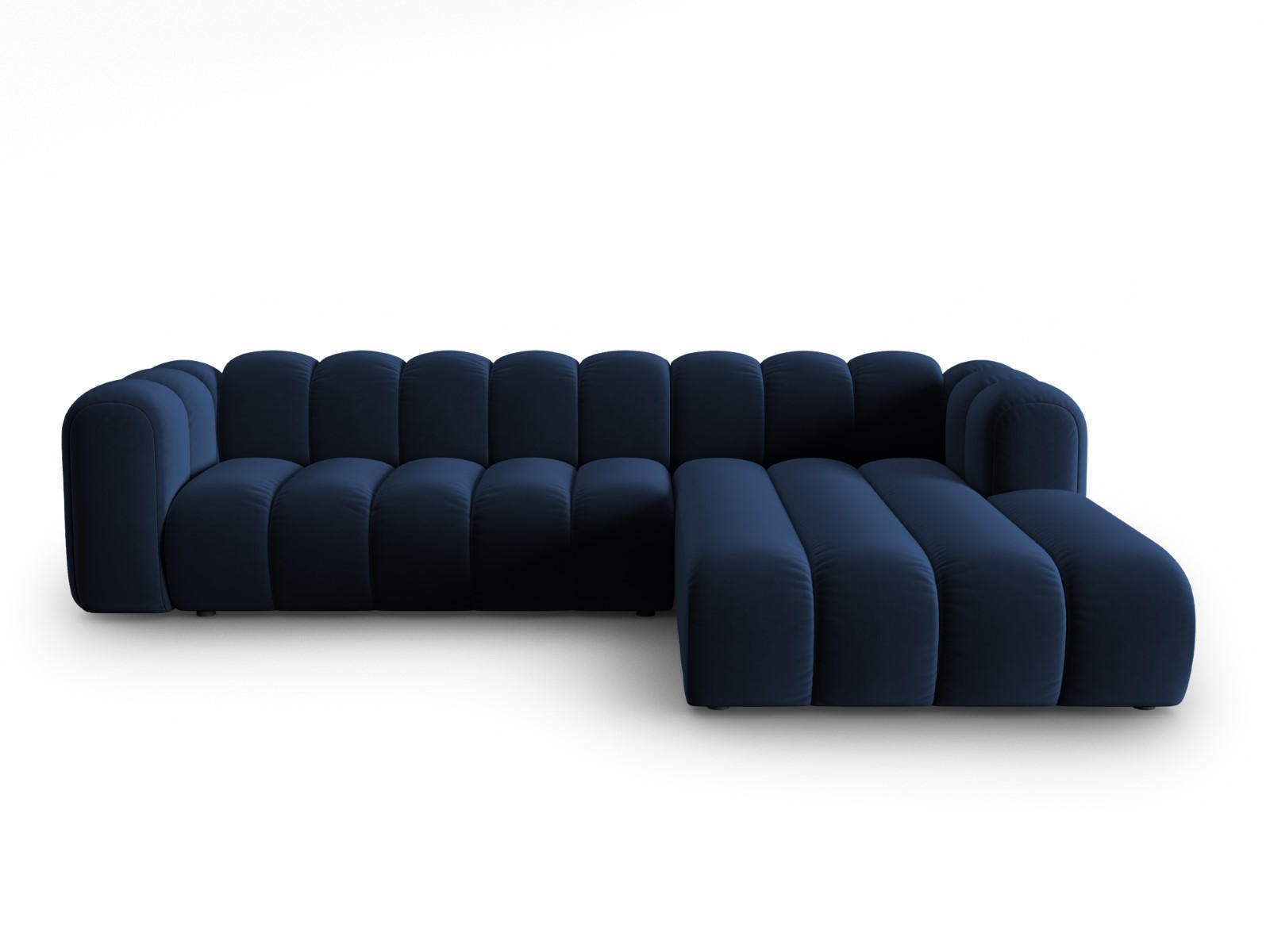 ECKSOFA modular rechts Lupine aus Samt königsblau 4 Sitzplätze - Dunkelblau, Textil (177/290cm) - Micadoni