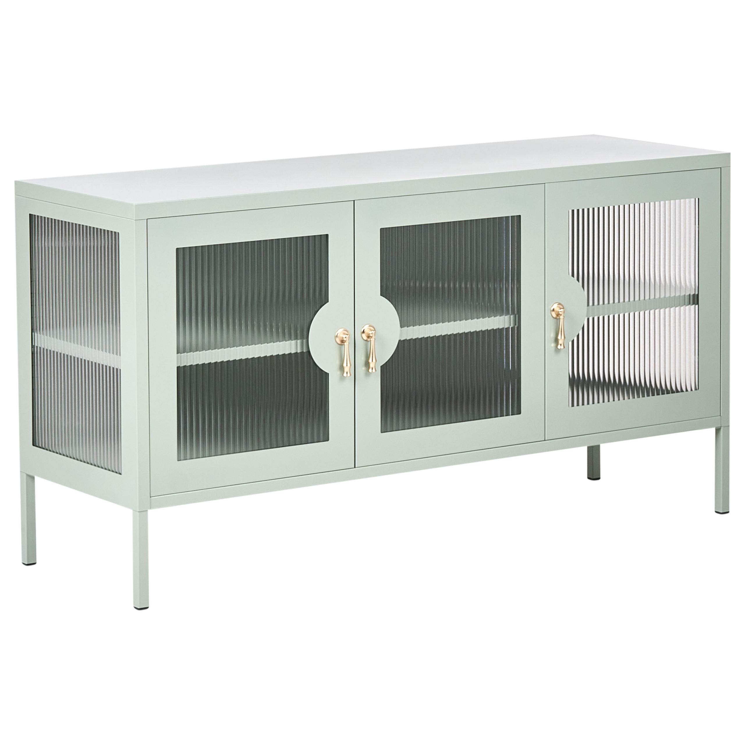 SIDEBOARD mit 3 Türen Metall Mintgrün Gleora - Mintgrün/Grün, Metall (120/65/40cm) - Beliani