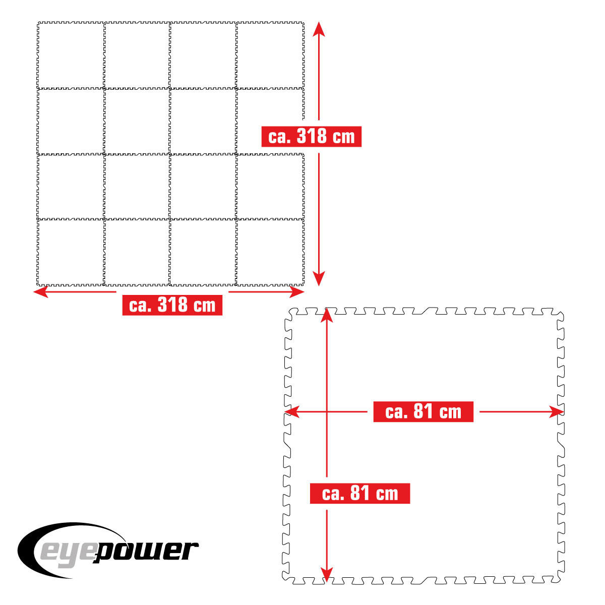 POOLMATTEN 10,1m² 16 EVA Matten 81 cm Blau - Blau, Kunststoff (81/81cm) - eyepower