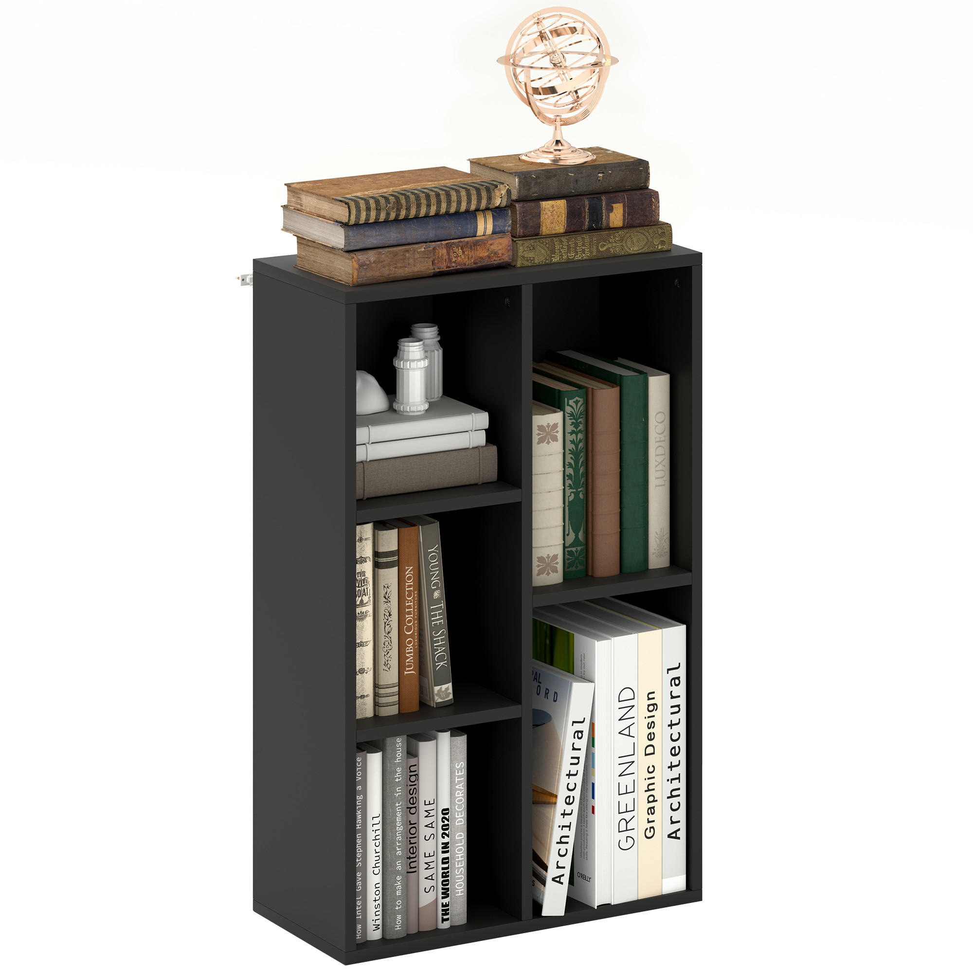 REGAL DE-15523 50/24/80 cm, 5 Fächer Schwarz - Schwarz, Holzwerkstoff (50/80/24cm) - ComfortXL