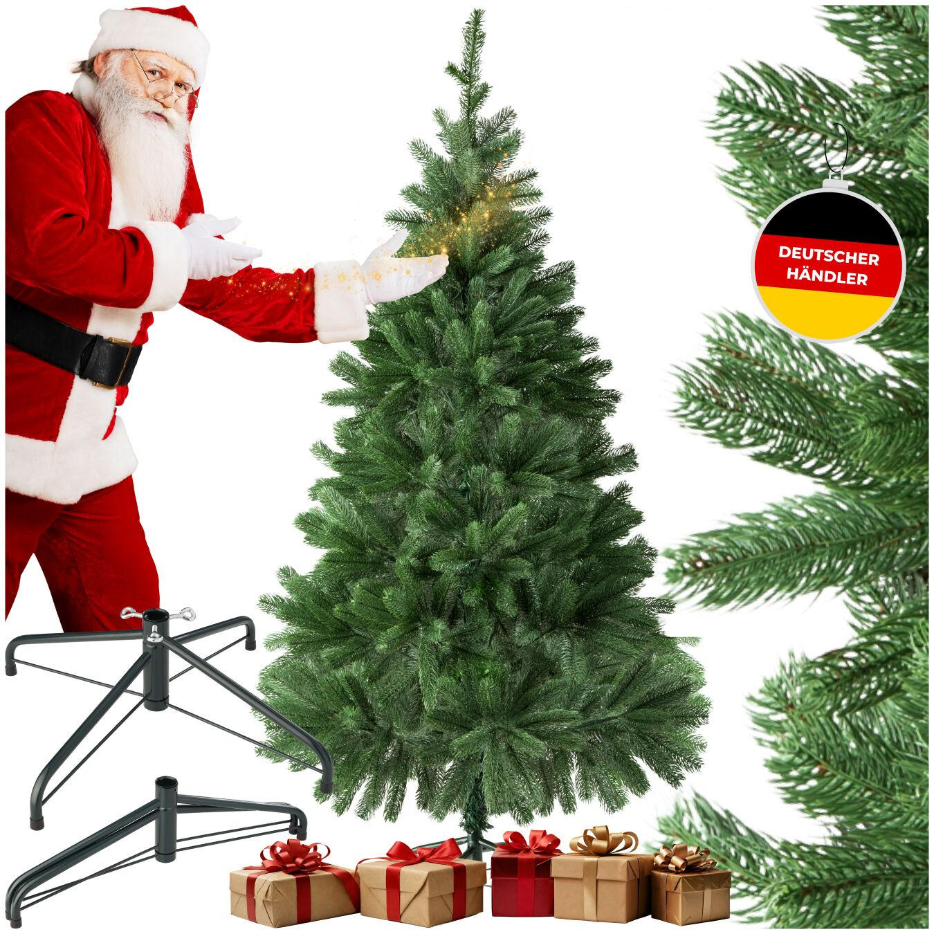 WEIHNACHTSBAUM ,inklusive Metallständer mit Kunststoffkappen,grün - Grün, Kunststoff (140cm) - tectake