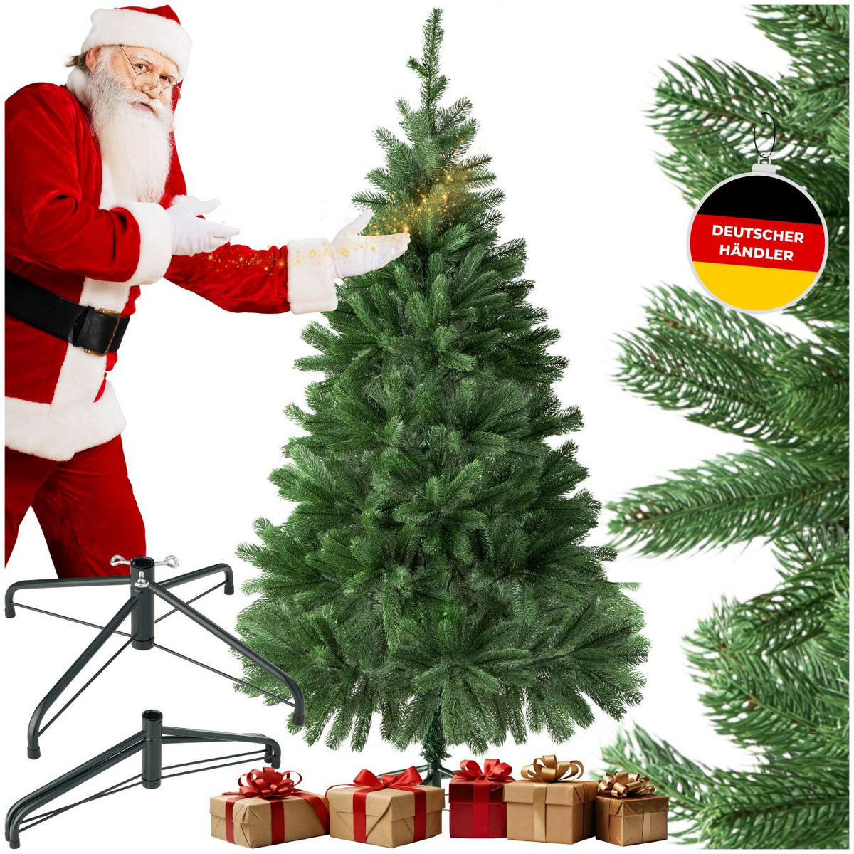 WEIHNACHTSBAUM ,inklusive Metallständer mit Kunststoffkappen,grün - Grün, Kunststoff (140cm) - tectake