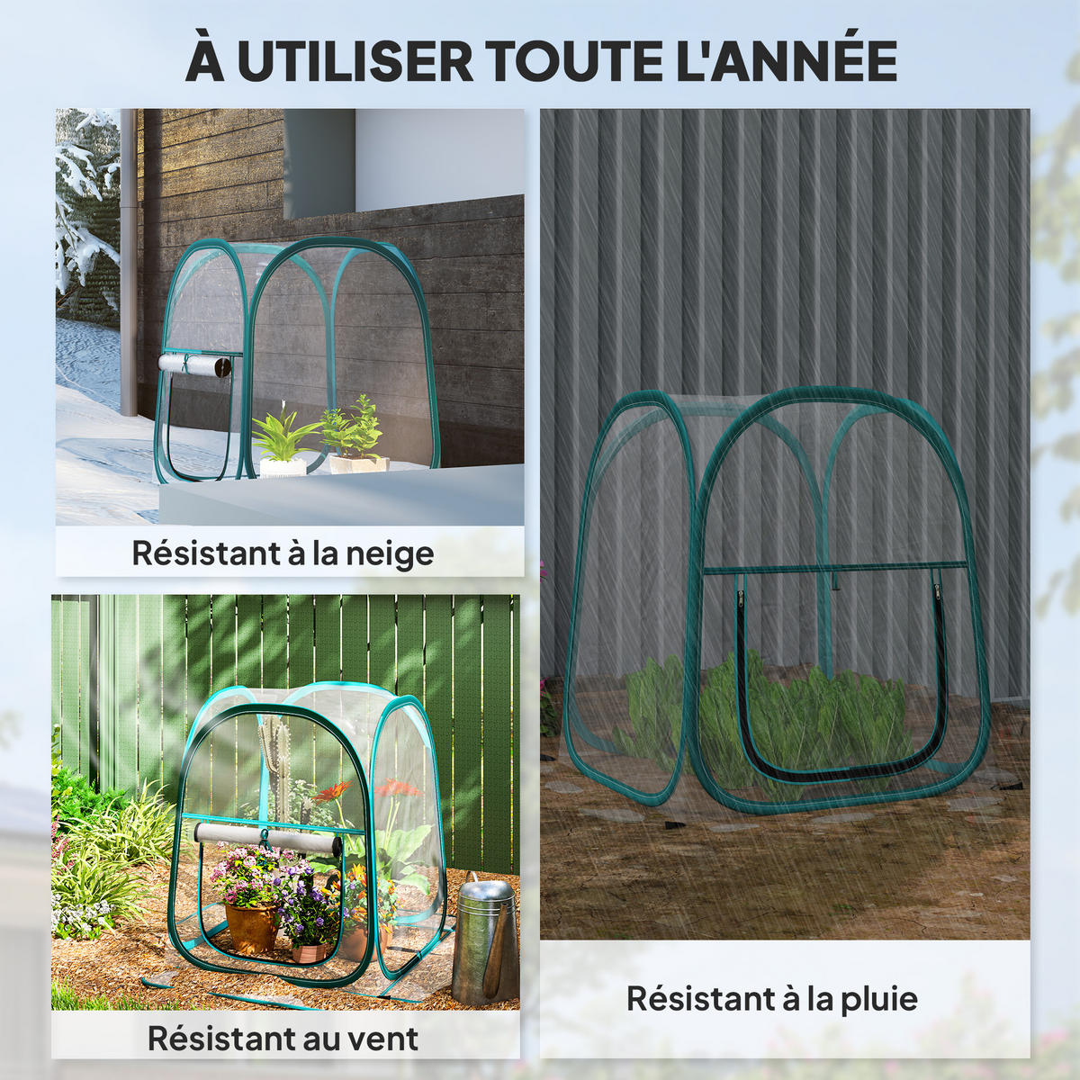 GEWÄCHSHAUS DE-12023 mit Rollfenster & Tragetasche Transparent - Transparent, Kunststoff (70/80/70cm) - ComfortXL