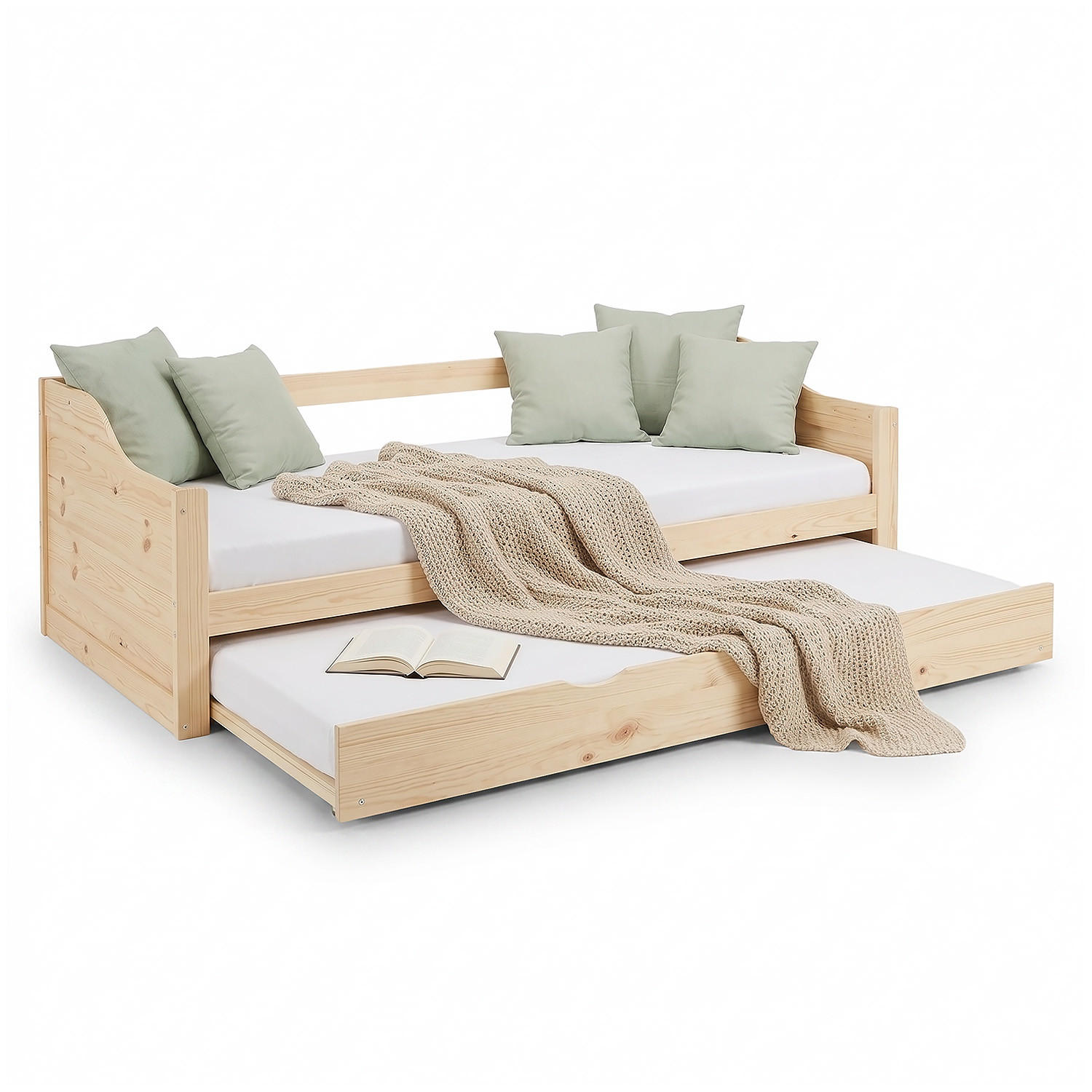 AUSZIEHBETT 90/200 cm Natur - Naturfarben, Holz (90/200cm) - Homestyle4u