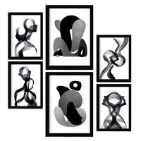 POSTER Set Mit 6 Bent Body Abstrakte Liebhaber Größe A3 & A4 Schwarzer Rahmen - Schwarz, Papier (29.7/1cm) - Nacnic